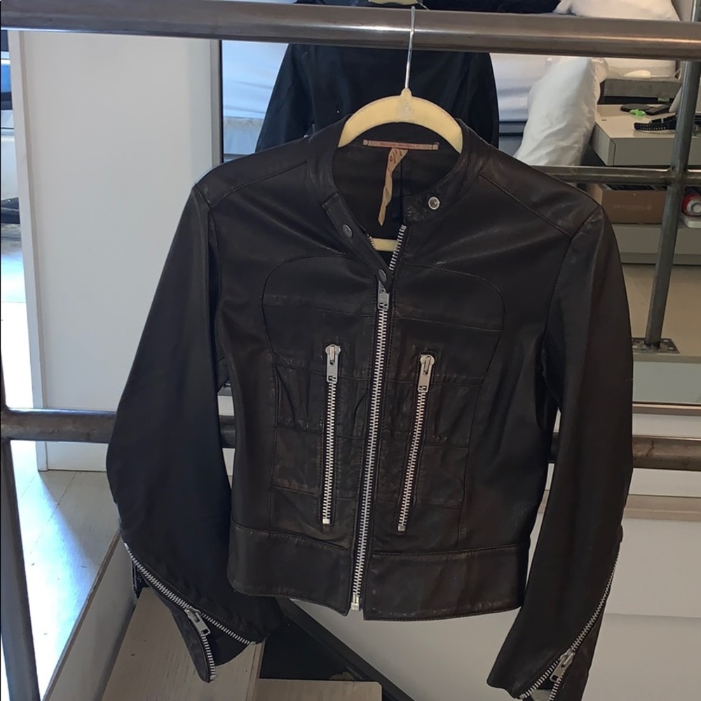 Lamb leather ‘biker’ jacket